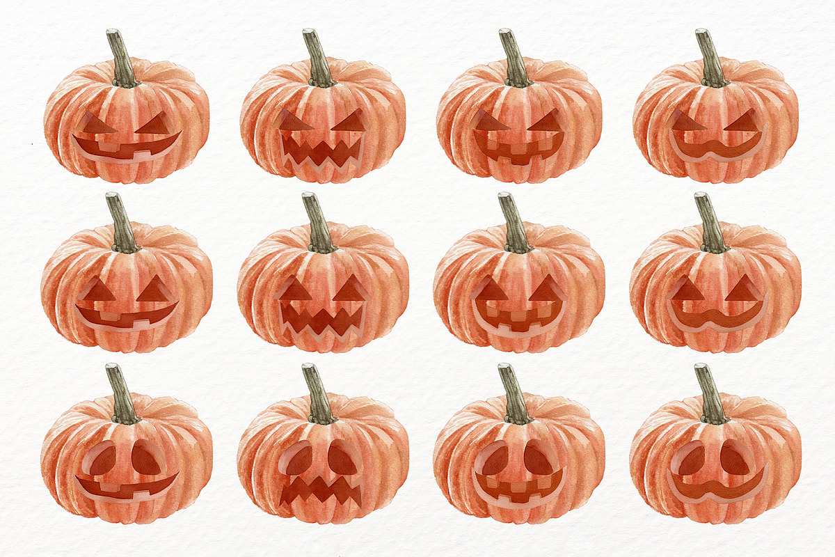 Jack-o-lantern, Halloween Watercolor, an Illustration by May • SHO (Photo 2 of 5)