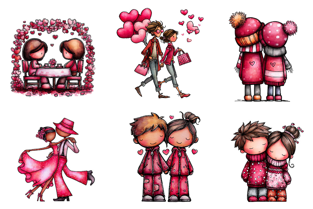 valentines couple clipart sublimatio, an Illustration by CreationArt (Photo 2 of 5)