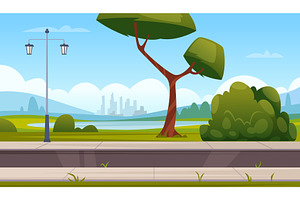 Urban park cartoon background, a Graphic by Onyx
