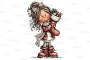 Whimsical Christmas girl, an Illustration by Craft Nest (Thumbnail 2 of 8)