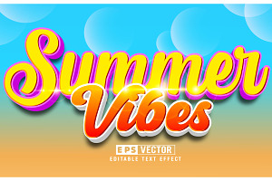 Summer Vibes Vector 3D Editable Text