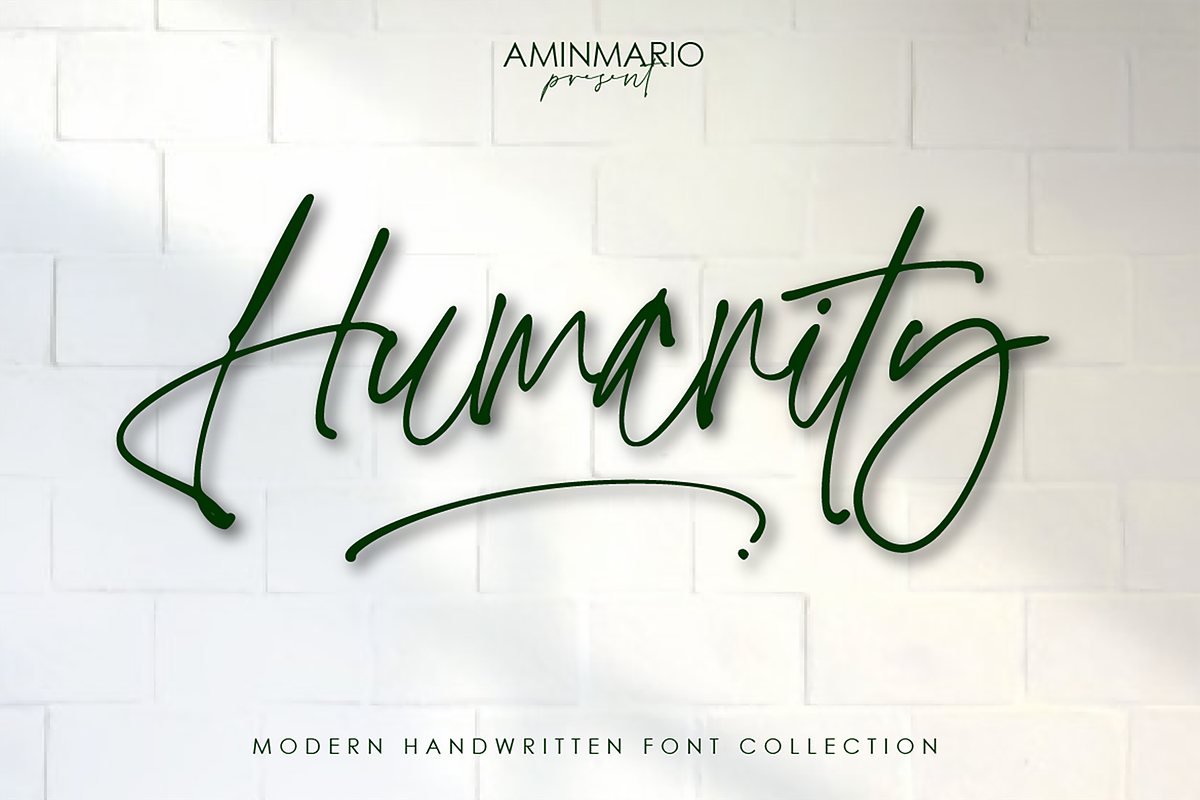 Humanity, a Script Font by AMINMARIO (Photo 1 of 16)
