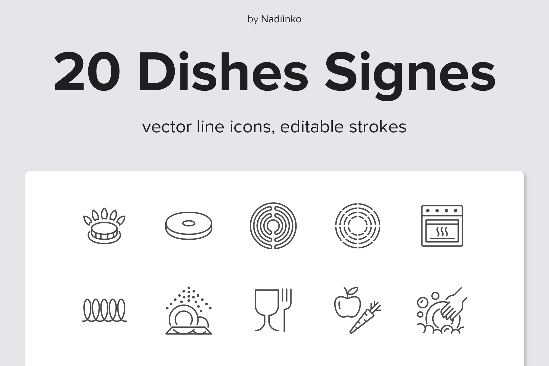 Dish Signs Line Icons, an Outline Icon by Nadiinko