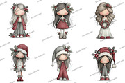 Cute Holly Girl Clipart, an Illustration by DreamArtGraphic (Thumbnail 3 of 5)