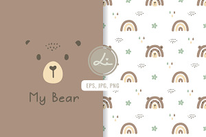 Seamless patterns with cute bear