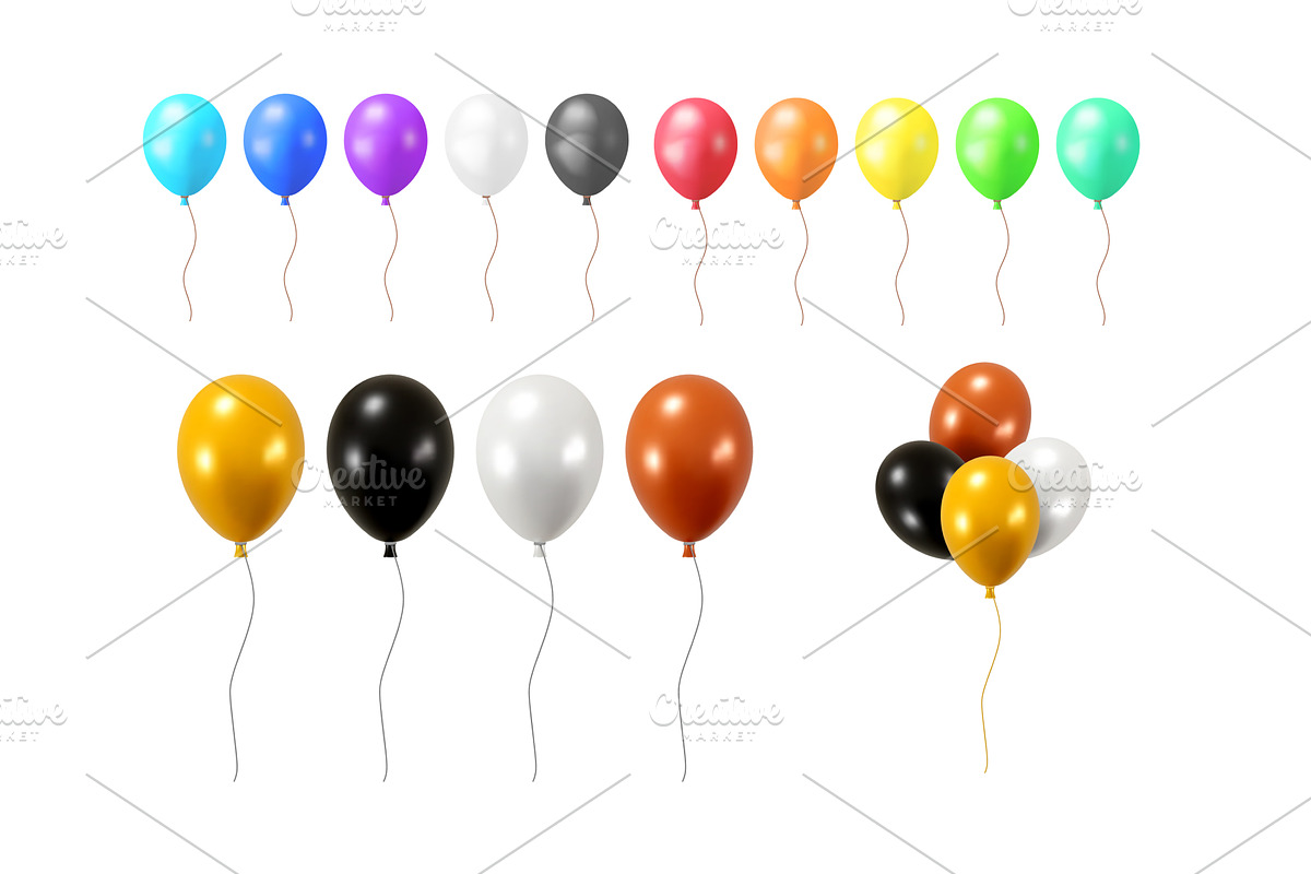Colorful helium balloon set. Bright, an Object Illustration by Abscent