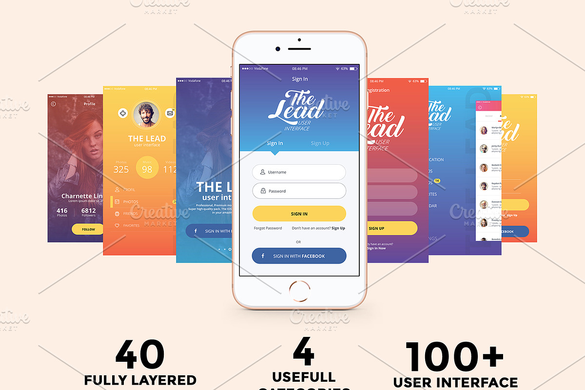 THE LEAD User Interface, an iPhone Mockup by Sladedesign (Photo 4 of 8)