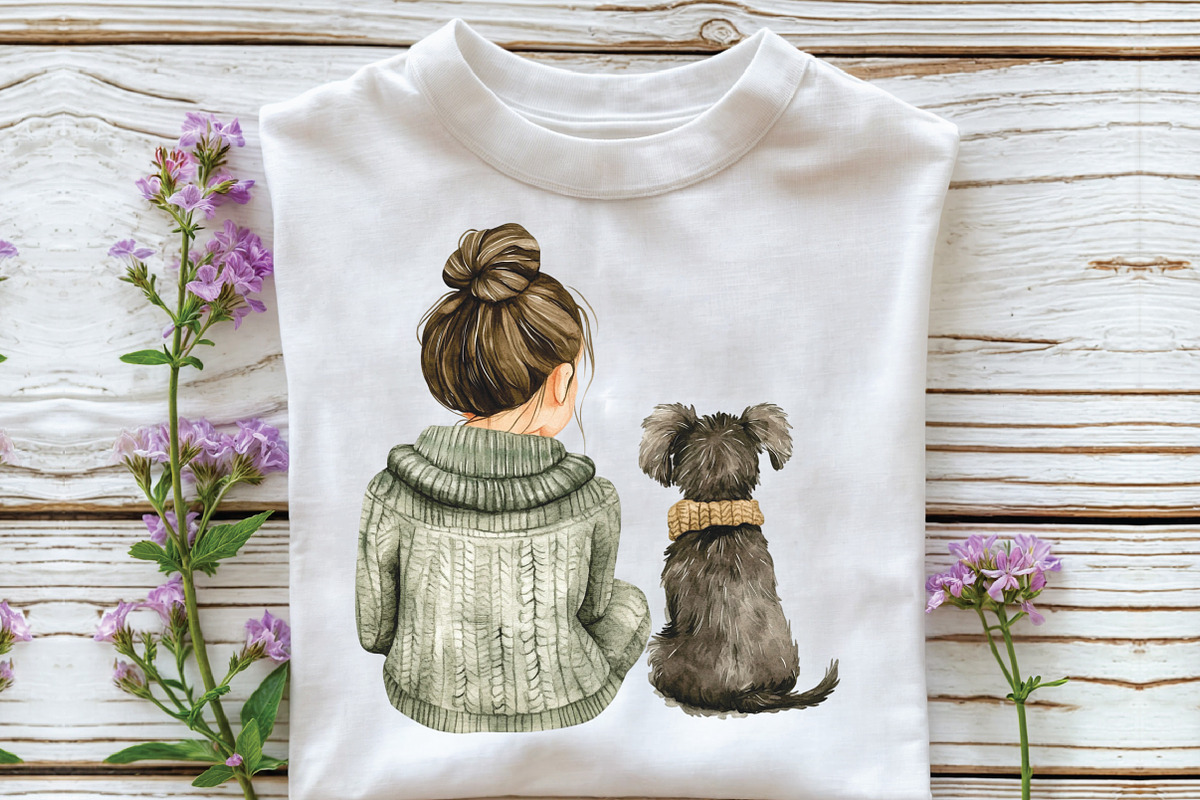 Girl & Best Friends Dog Clipart, an Illustration by CraftArtStudio (Photo 4 of 6)