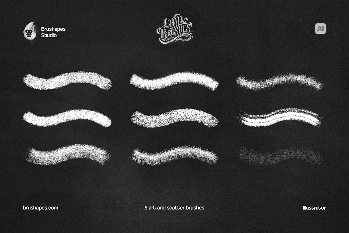 Midnight Chalk Illustrator Brushes, a Brush Add-On by brushapes.com (Photo 3 of 7)