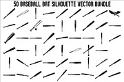 Baseball Bat Silhouette Vector Bundl, an Illustration by Creativeshirt (Thumbnail 1 of 51)