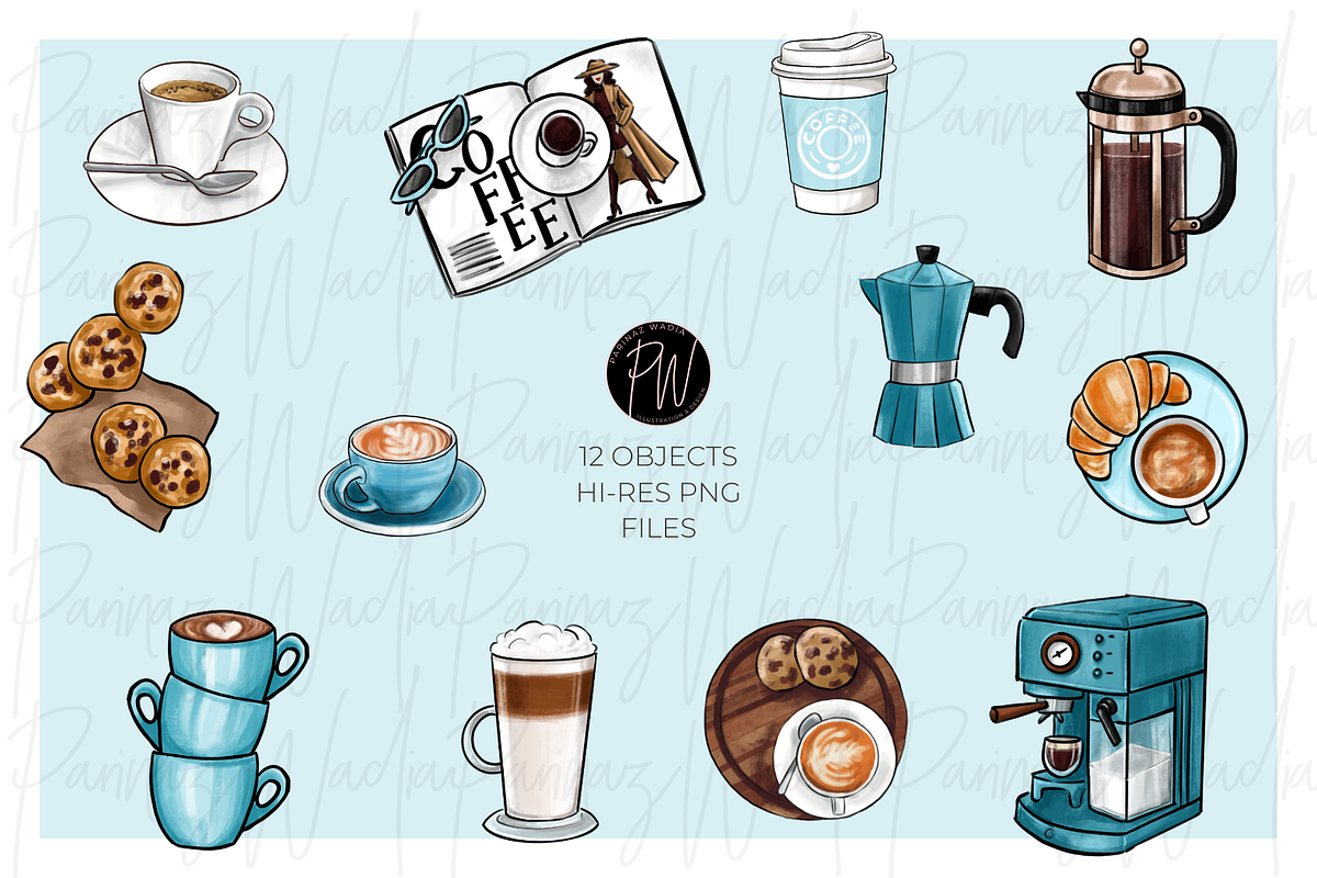 Coffee & cookies clipart bundle png, a Food Illustration by Parinaz Wadia Design (Photo 9 of 10)