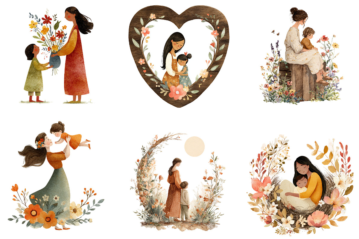 Rustic Mother’s Day Clipart Bundle, an Illustration by Designking (Photo 5 of 5)