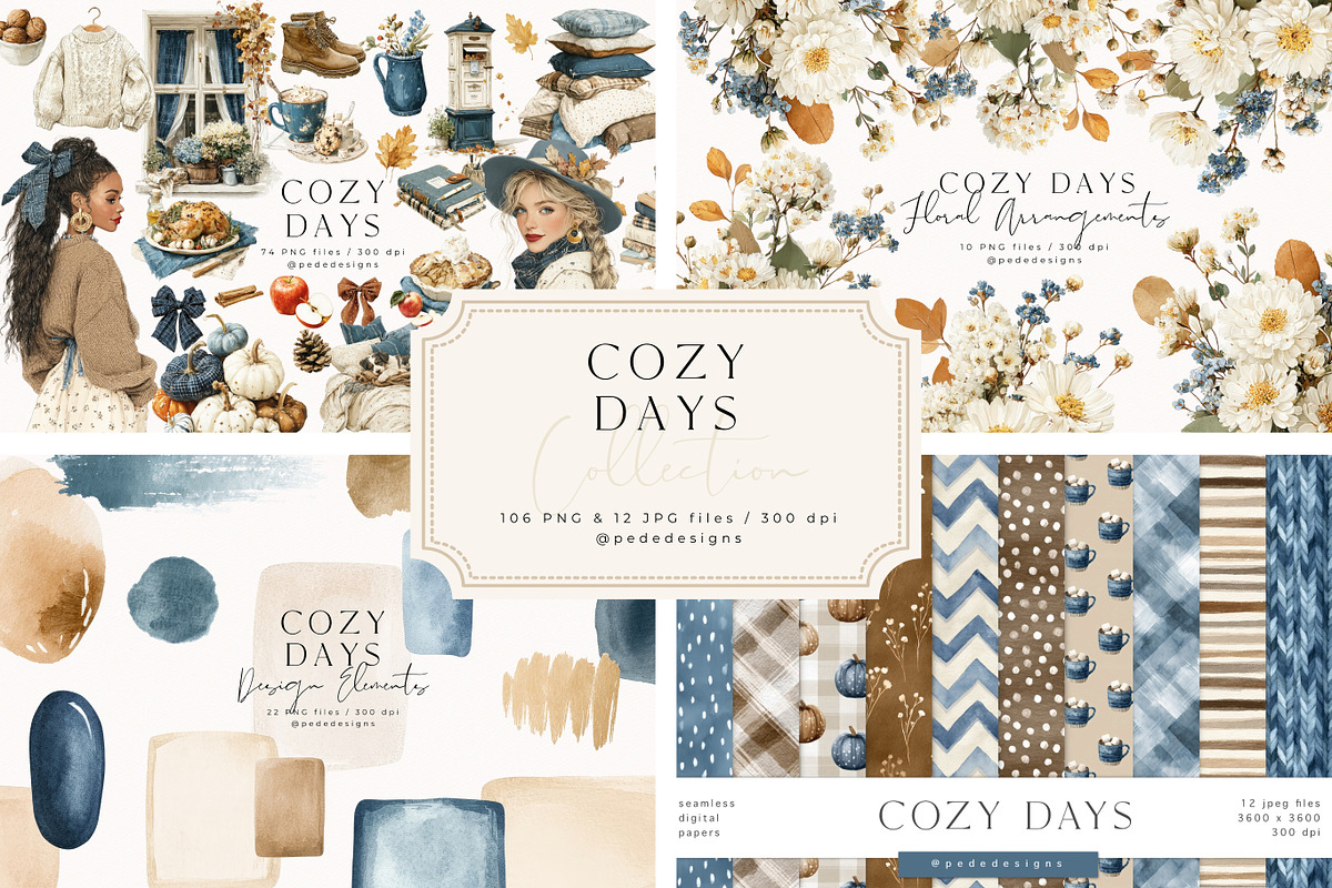 Cozy Days Collection, a Seasonal Illustration by PeDe Designs (Photo 1 of 31)