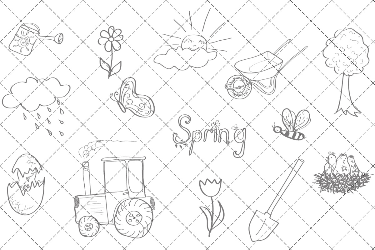 Hello Spring Hand Drawn Vectors preview 2