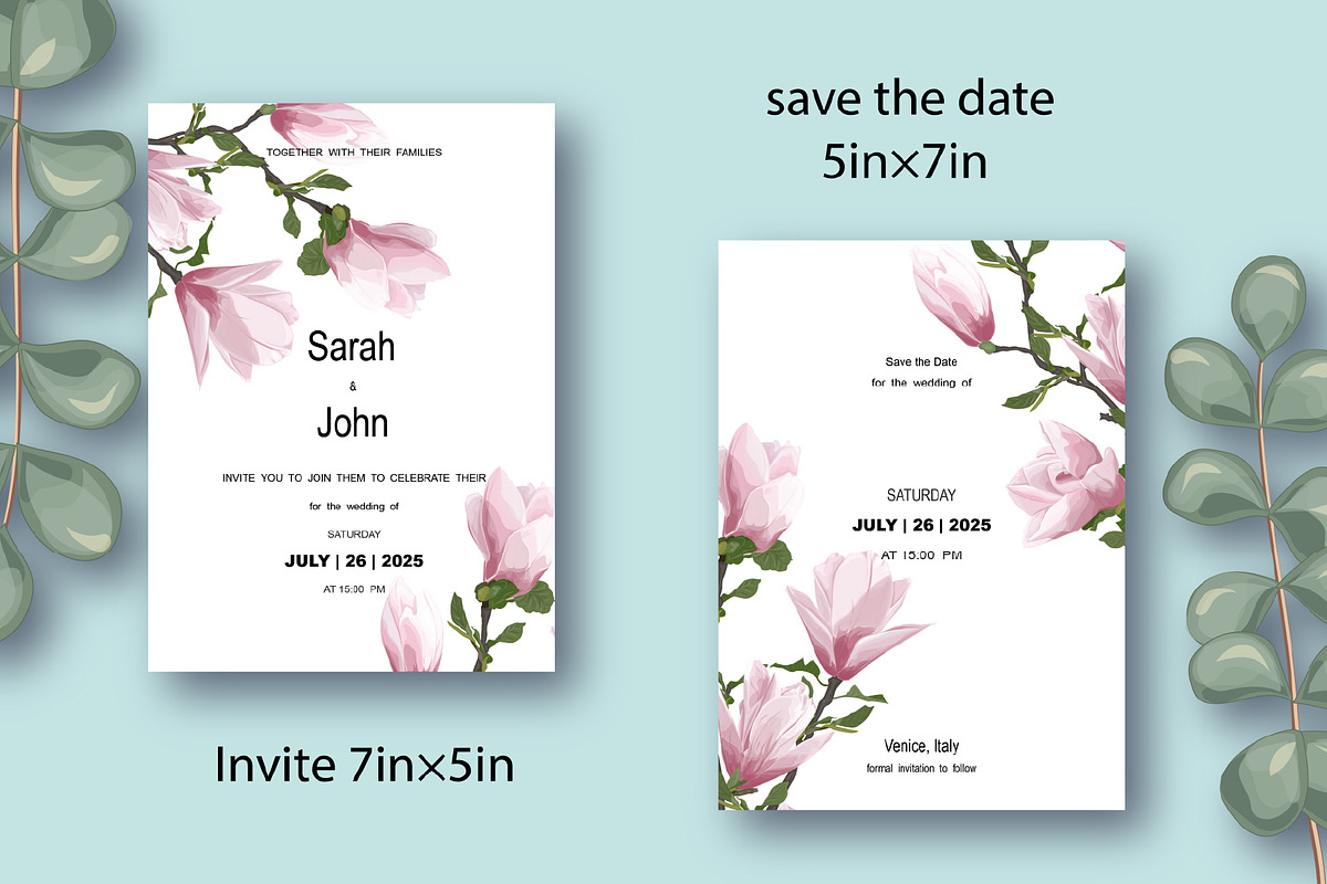 Greeting card templates with Magnoli, an Invitation Template by Digital illustration shop (Photo 2 of 5)