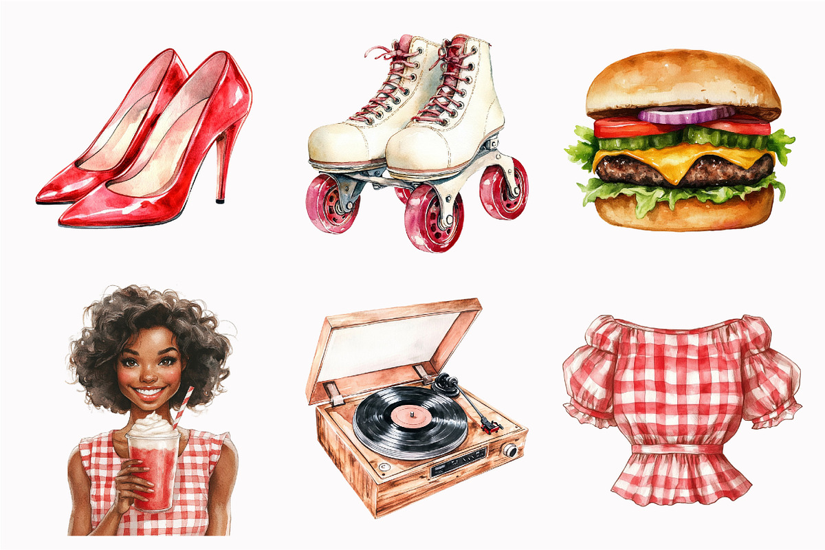 Watercolor Americana Girl Clipart, an Illustration by Design Market (Photo 5 of 5)