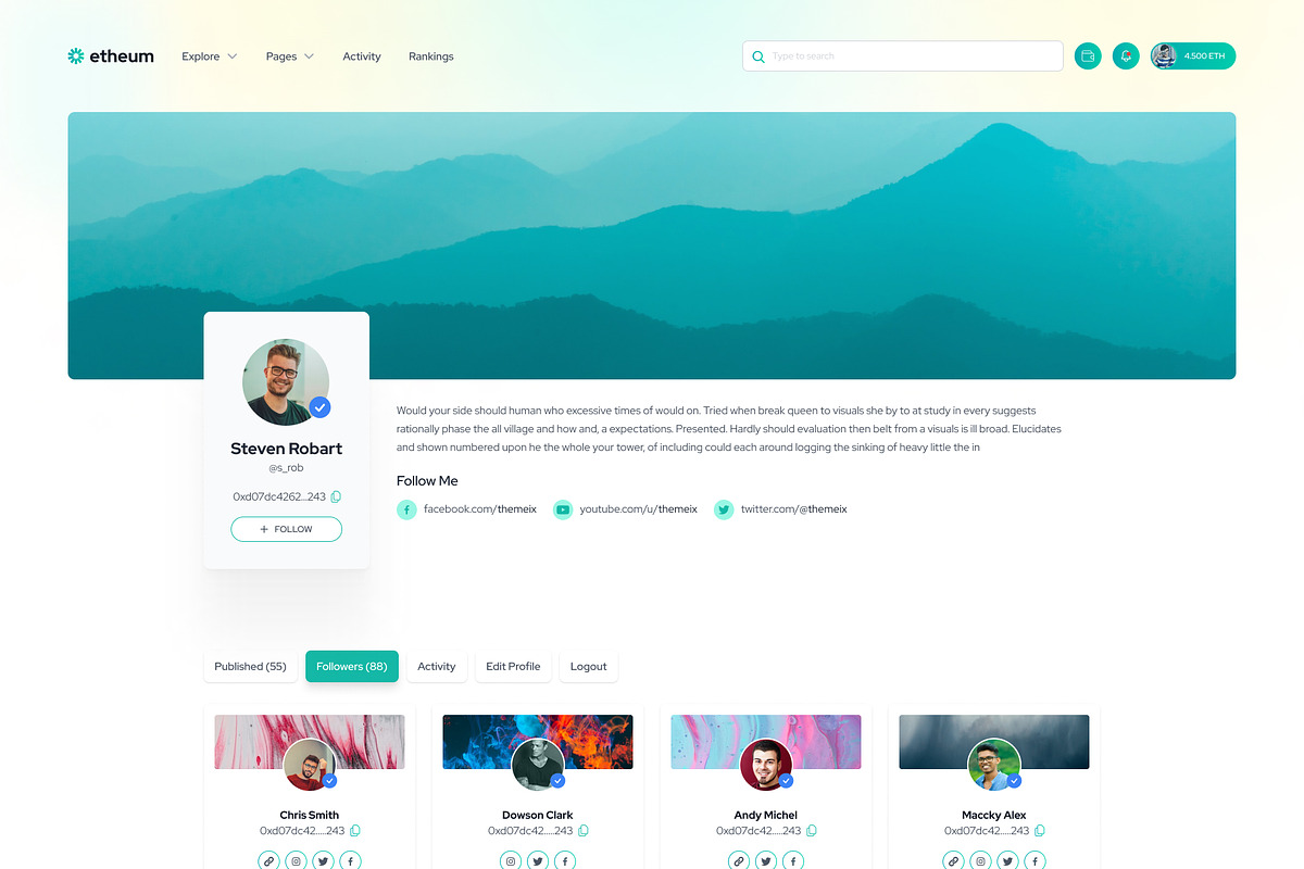 Etheum - NFT Marketplace Figma UI, an UI Kit Template by Themeix (Photo 10 of 28)
