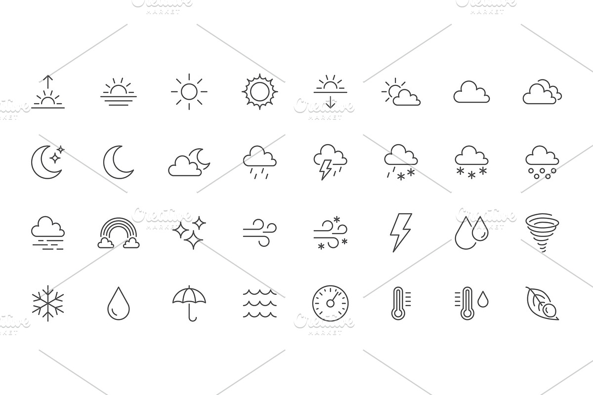 Weather Line Icons, an Outline Icon by Nadiinko (Photo 2 of 2)