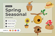 Spring Garden 3D Icon Pack, a Seasonal Illustration by twinstd (Thumbnail 1 of 6)
