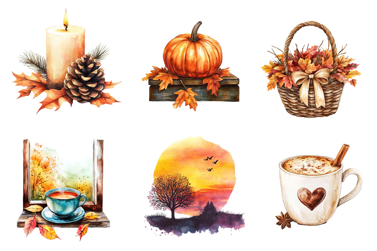 Serene Autumn Day Clipart, an Illustration by CreationArt (Photo 5 of 5)