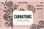 Carnations Ink Illustrations SVG, an Illustration by Artbykimmyw (Thumbnail 1 of 3)