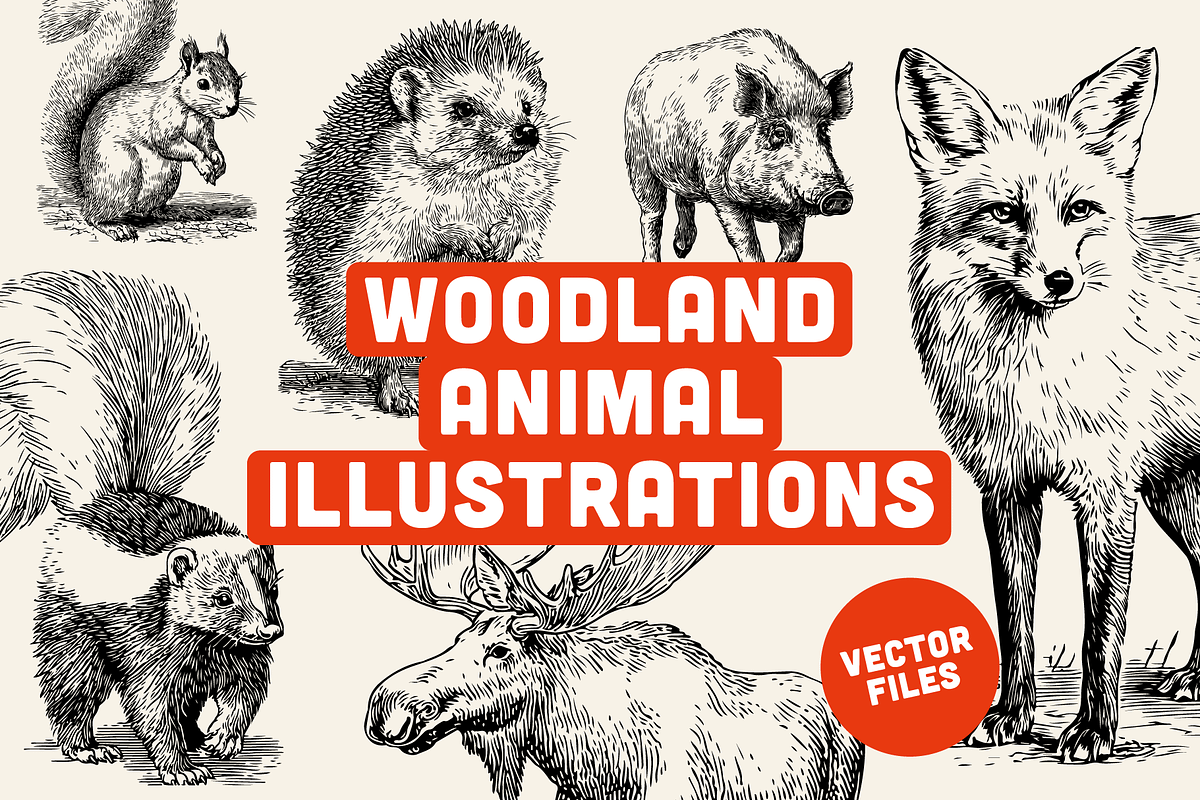 25 Woodland Animal Illustrations, an Animal Illustration by Vectorian (Photo 1 of 5)