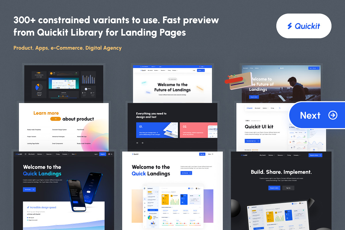Quickit – Figma Kit for Landing Page, an UI Kit Template by Nikolay K. (Photo 4 of 6)