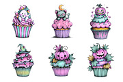 Whimsical Halloween Cupcake Clipart, a Seasonal Illustration by Creative Art (Thumbnail 3 of 7)