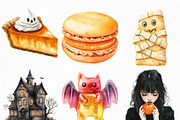Watercolor Halloween Sweets Clipart, an Illustration by Craft Nest (Thumbnail 2 of 6)