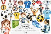 Cute Soccer Clipart, an Illustration by Design Market (Thumbnail 1 of 5)