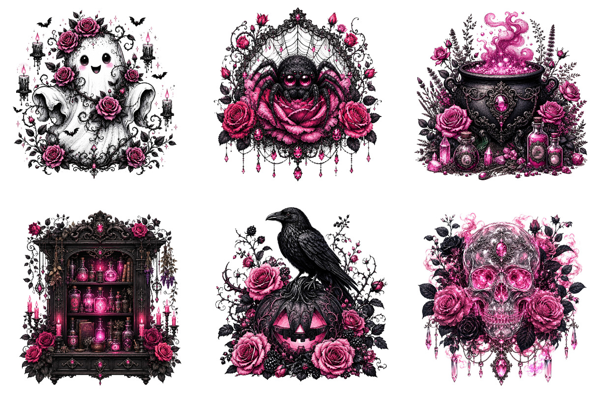 Pink Dark Halloween Cottagecore PNG, a Seasonal Illustration by Designworld (Photo 4 of 6)