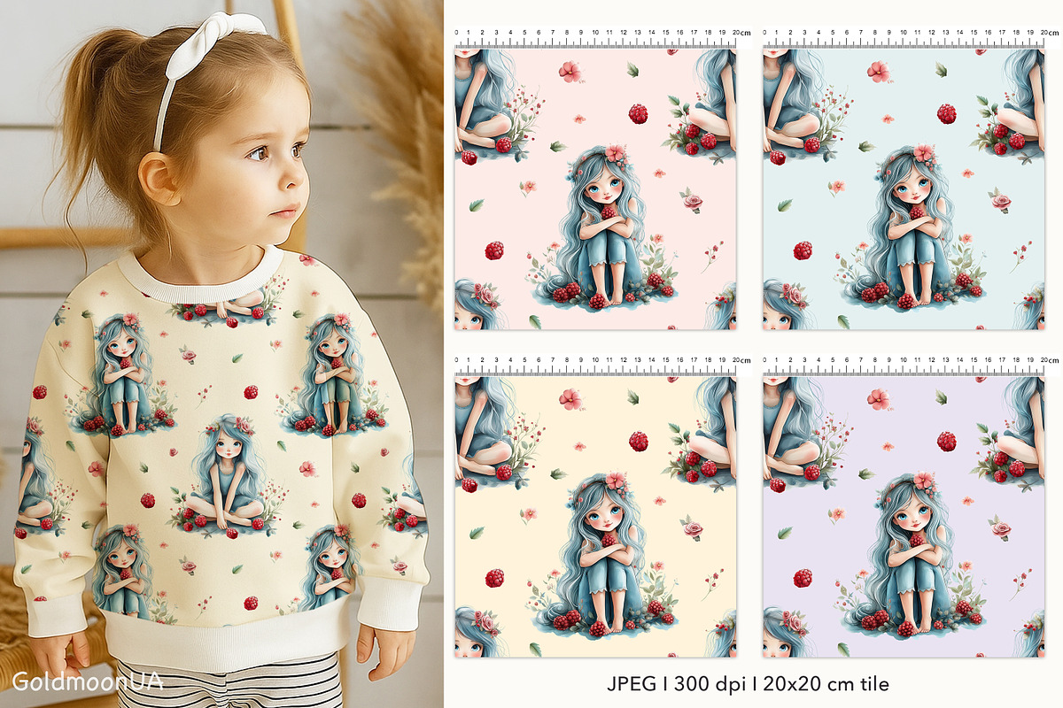 Berry Dreams Patterns & Clipart, a Person Illustration by GoldmoonUA (Photo 2 of 5)