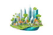 The green modern city skyline, an Illustration by Emdaduljs (Thumbnail 5 of 8)