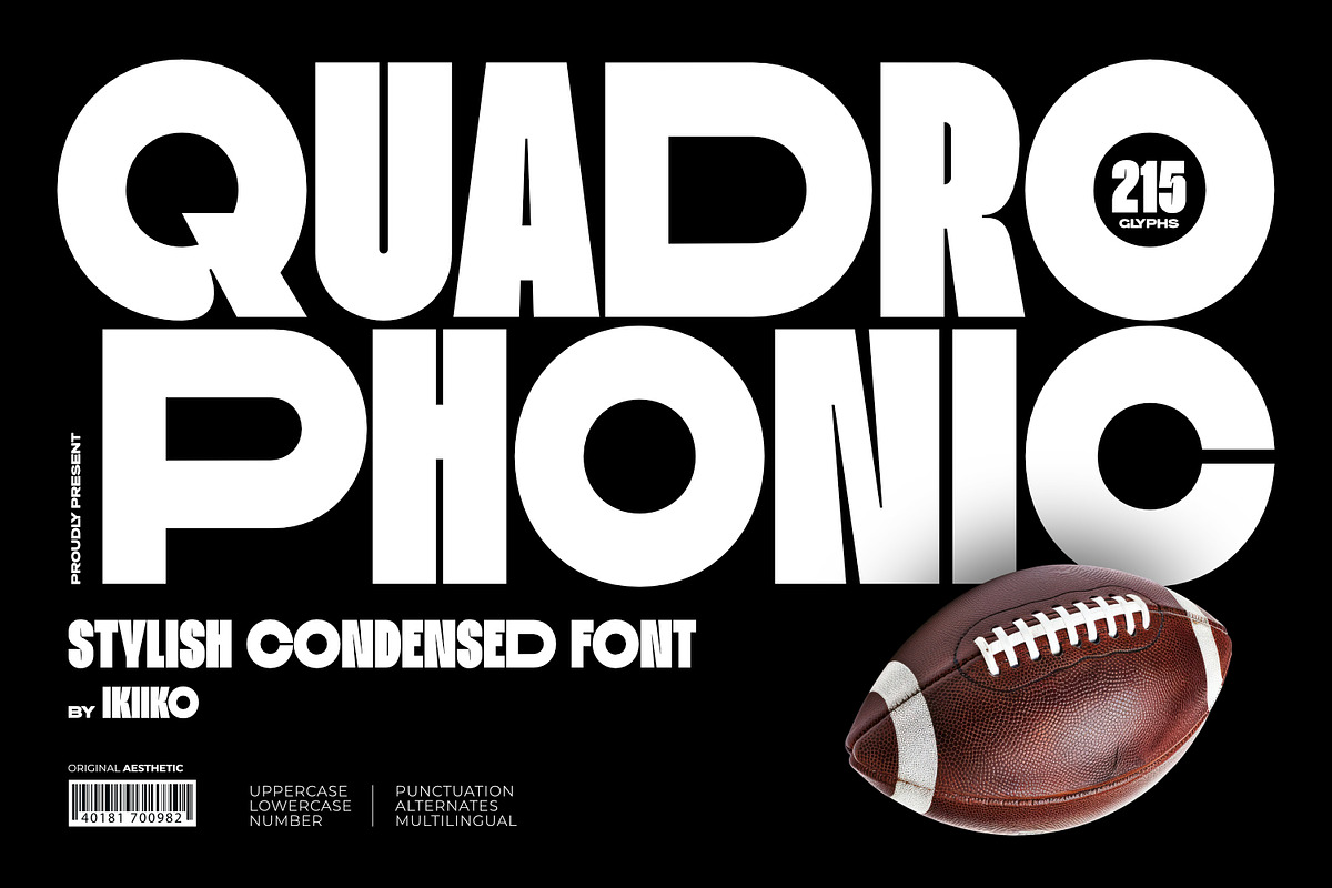Quadrophonic Stylish Condensed Font, a Sans Serif Font by ikiiko (Photo 1 of 7)