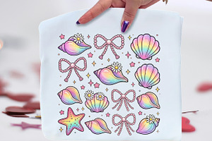 Cute Coquette Seashell Summer PNG, an Illustration by CraftArtStudio