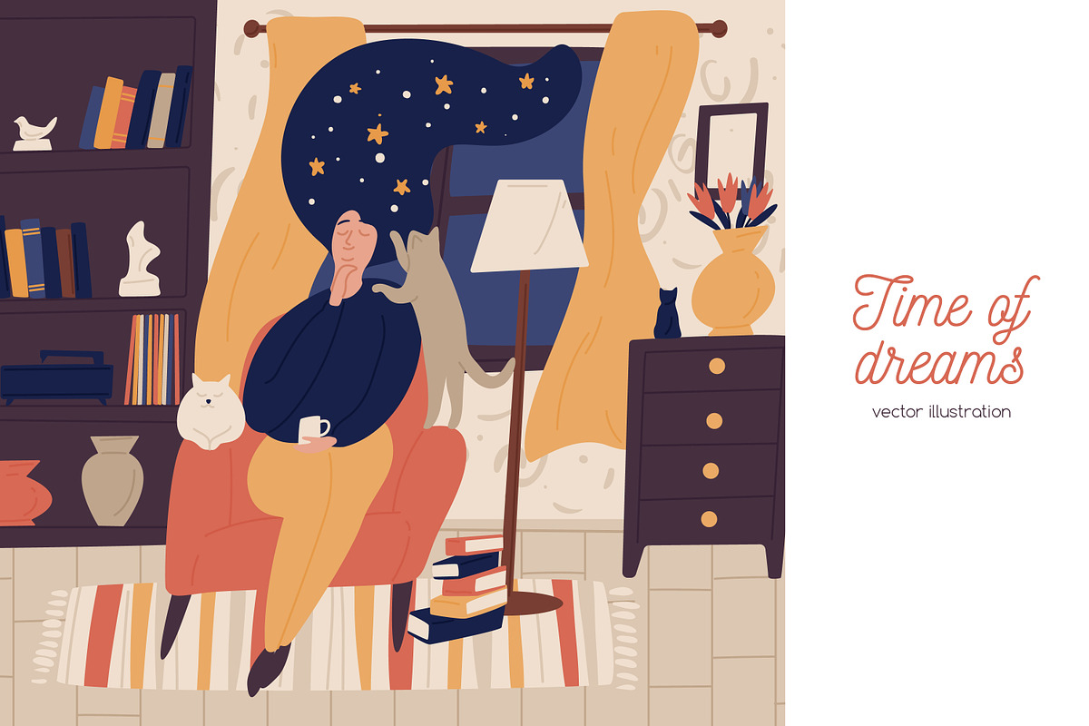Woman dreaming, fantasy concept, a Person Illustration by Good Studio (Photo 1 of 3)