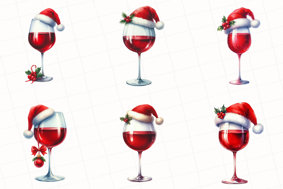 Christmas Red Wine Clipart, an Illustration by OK Design (Photo 4 of 5)