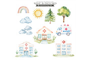 Hospital Watercolor, medical clipart, an Illustration by CharmClipart (Thumbnail 7 of 9)