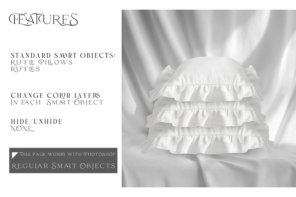 Stack of Ruffle Pillows Mockups, a Merchandise Mockup by mock-ups