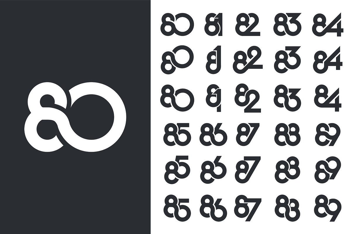 creative number 80 to 89 logo design, a Branding & Logo Template by BARONSTD (Photo 2 of 3)