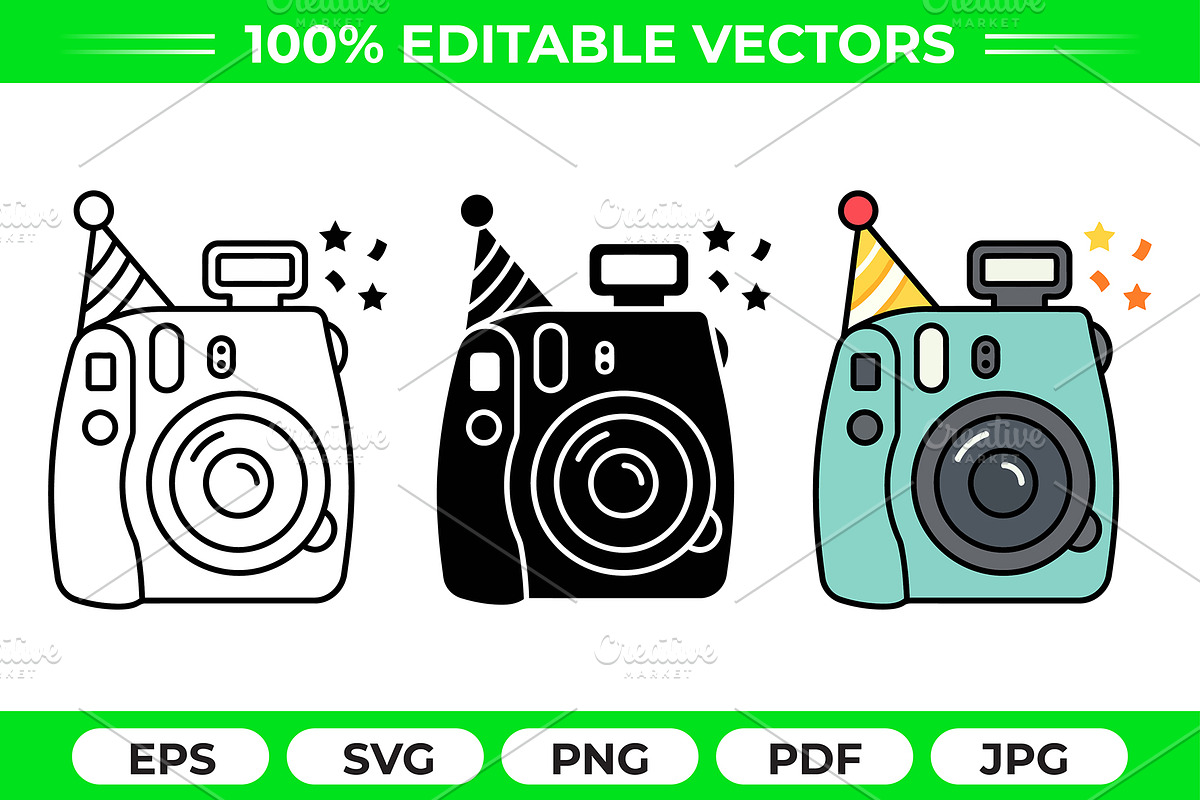 Party Camera Vector Trio Pack, an Object Graphic by Artonix (Photo 1 of 3)