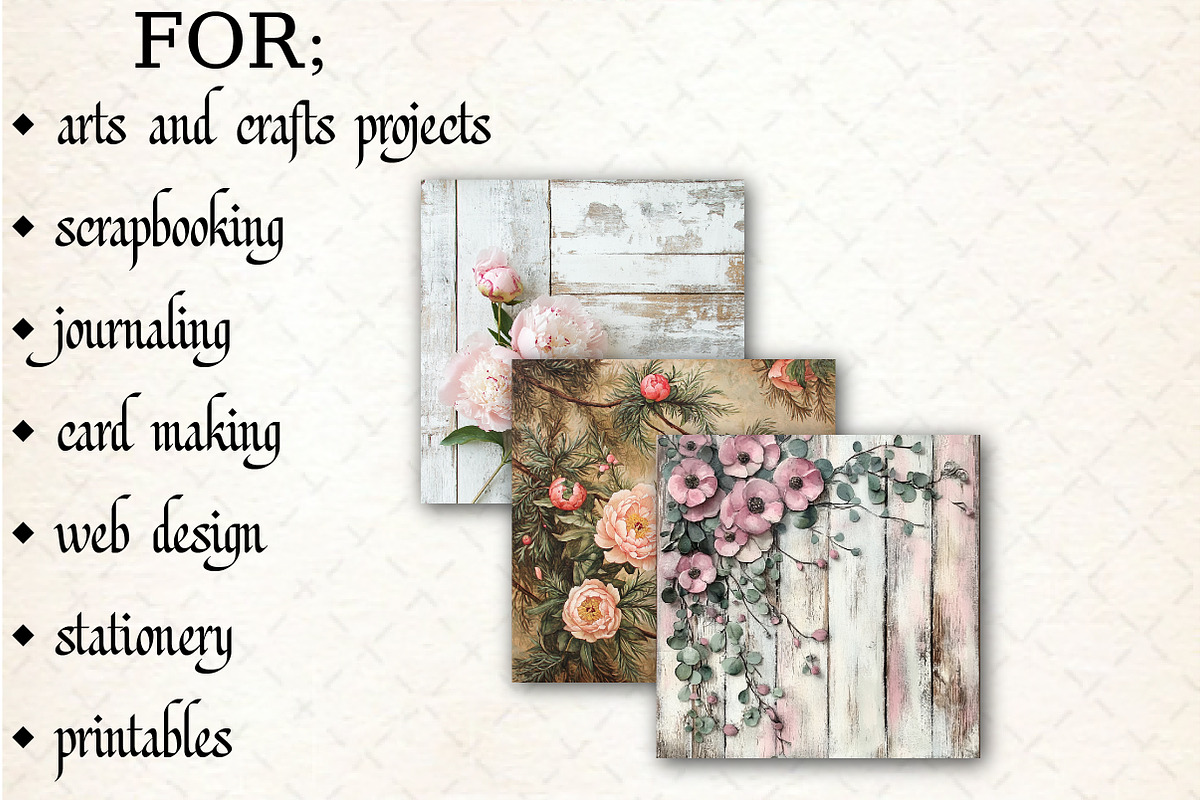 Flowers and Wood Digital pattern, a Pattern Graphic by Libby Wishes (Photo 7 of 7)