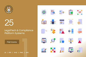 25 LegalTech & Compliance Icons., a Solid Icon by IconBunny