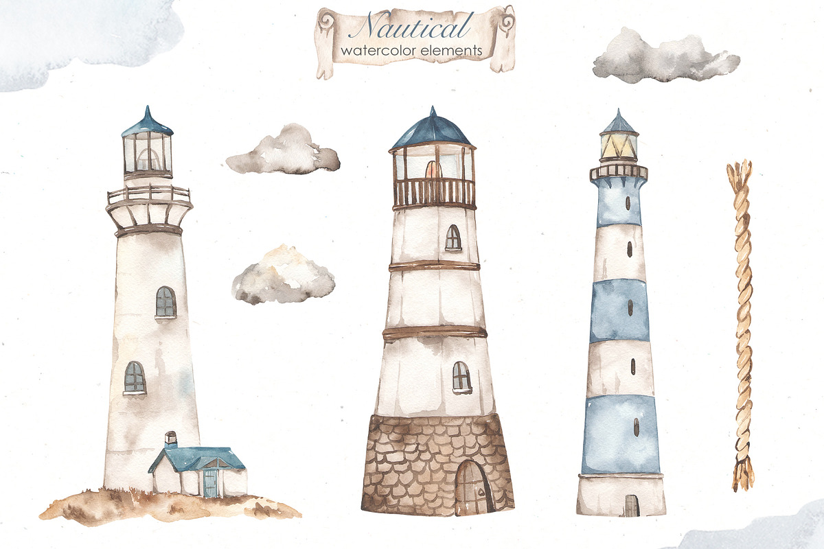 Nautical BUNDLE watercolor, a Transportation Illustration by Marina Ermakova (Photo 4 of 21)