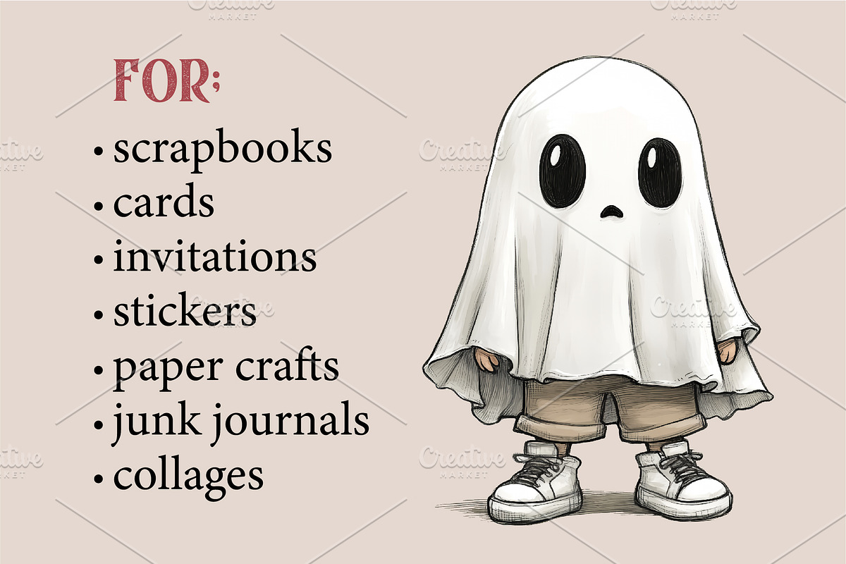 Cute Halloween Ghost. TShirt Sticker, an Animal Illustration by KENO Mascots (Photo 10 of 10)