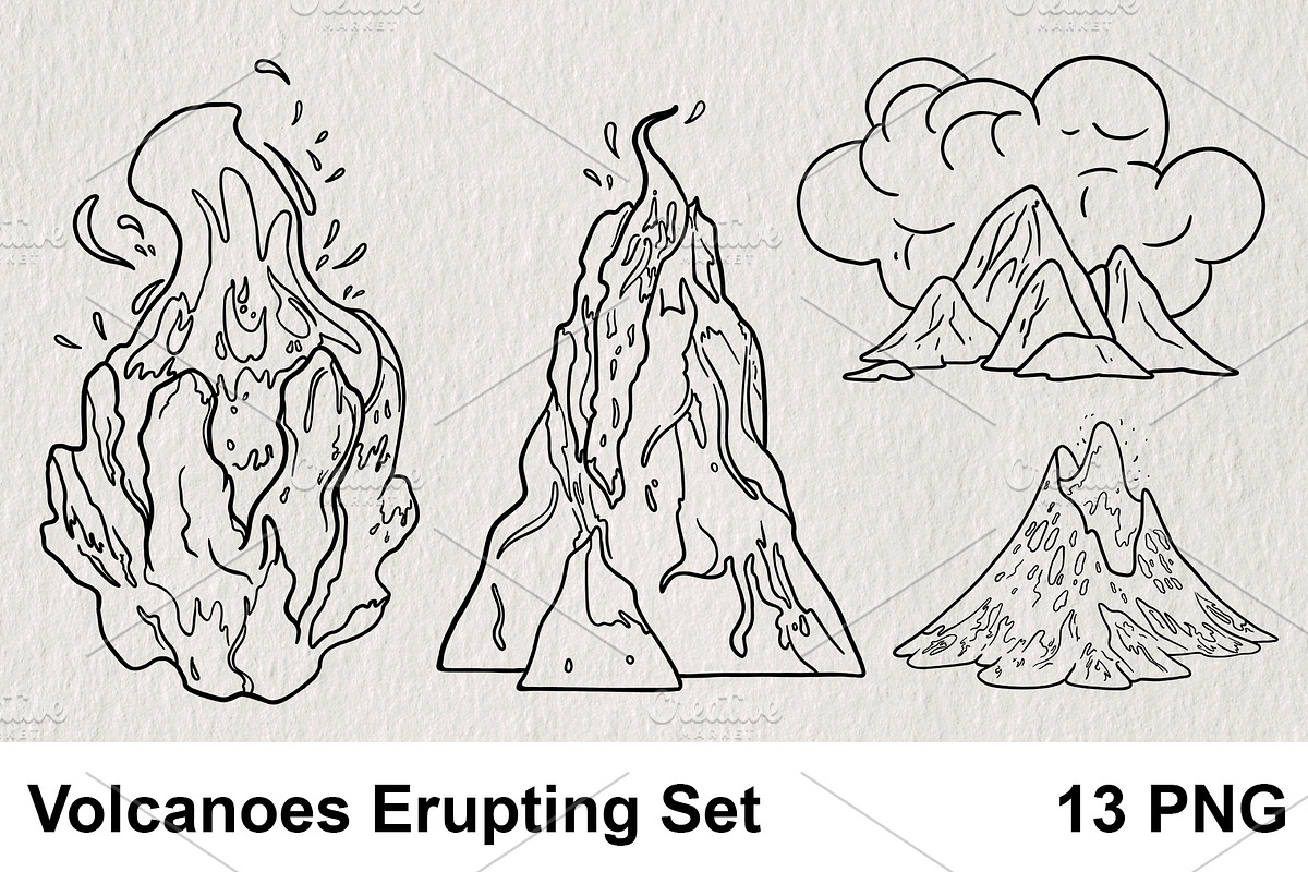 Volcanoes Erupting Set 13 PNG, an Object Illustration by LOKSKIH (Photo 1 of 4)