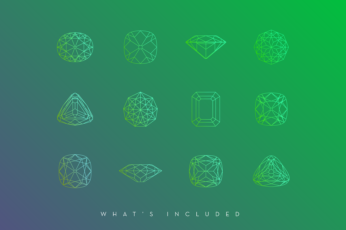 Gemstone and Jewel Wireframes, a Decorative Illustration by digiful (Photo 2 of 3)