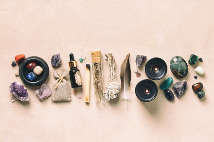 Spiritual Collection of Healing Crystals and Herbs for Wellness, a Health & Medical Photo by Natalia Klenova's Shop