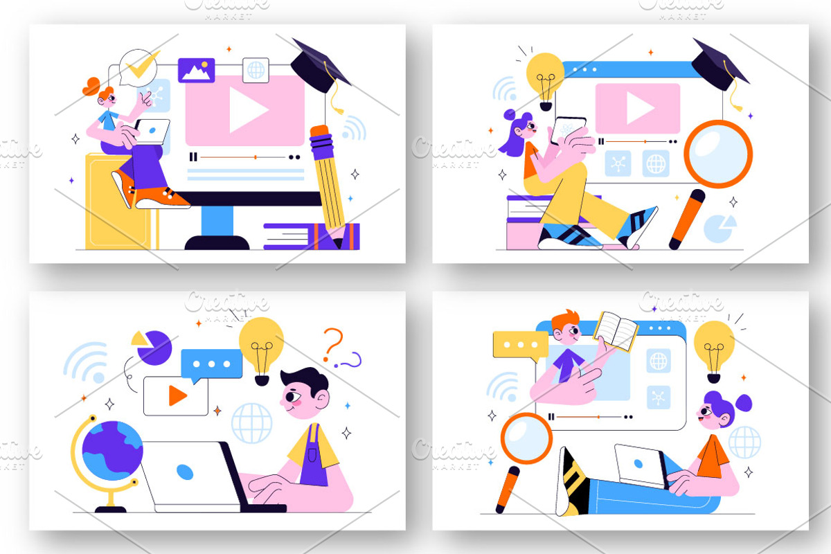 10 Online Learning Illustration, an Education Illustration by denayunebgt (Photo 3 of 4)