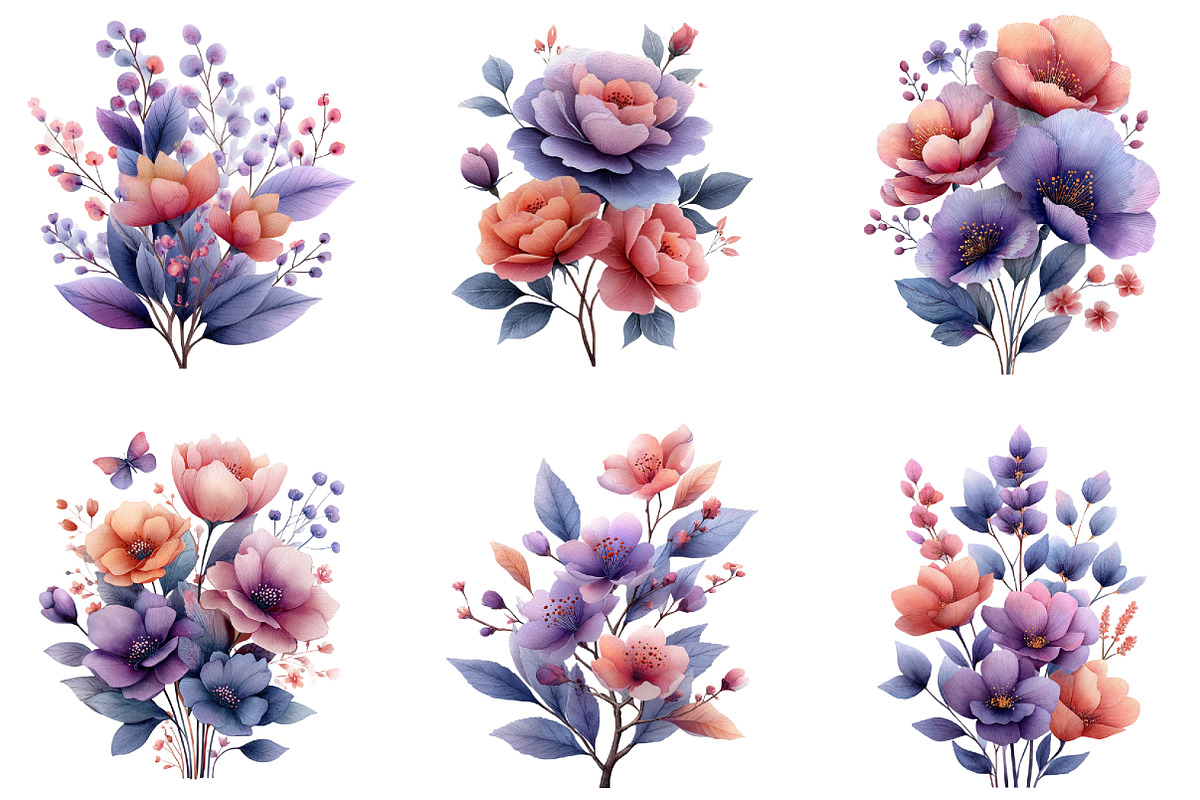 Whimsical Lavender Pink Flowers PNG, an Illustration by CraftArtStudio (Photo 2 of 6)